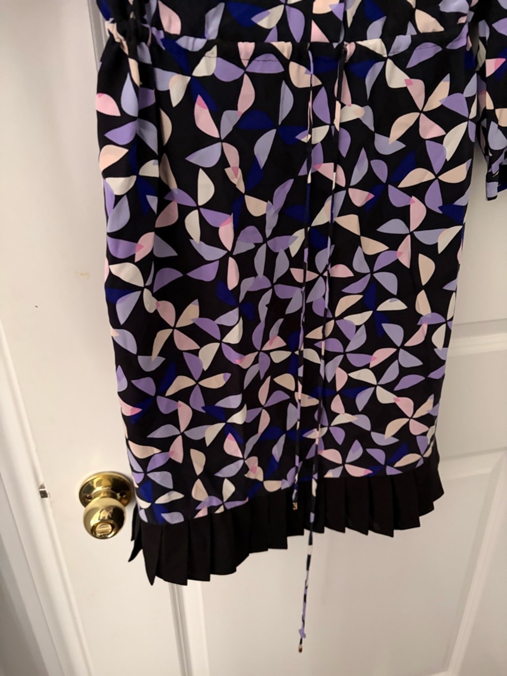 Kate Spade 100% Silk Spinner Shirtdress Geometric Print Drawstring Dress - Large - Picture 6 of 13